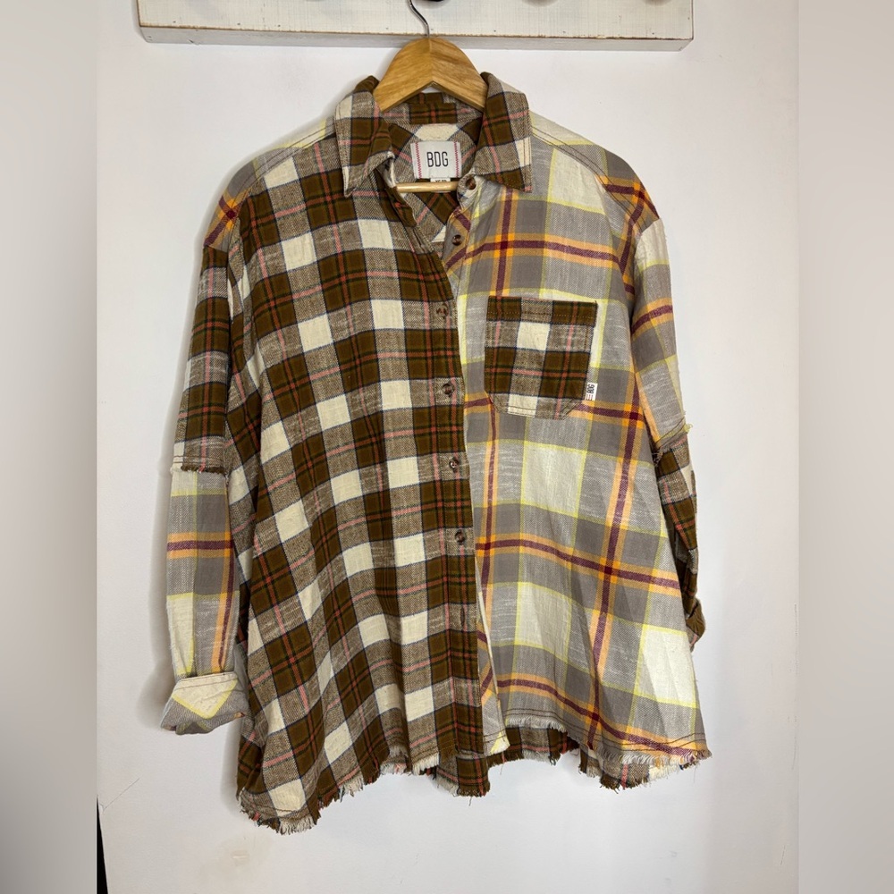 Bdg Oversized Patchwork Mixed Print Flannel Shack… - image 3